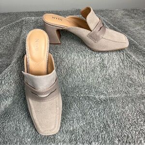 NYDJ Women’s Clara Suede Tan Suede Mules - Size 8